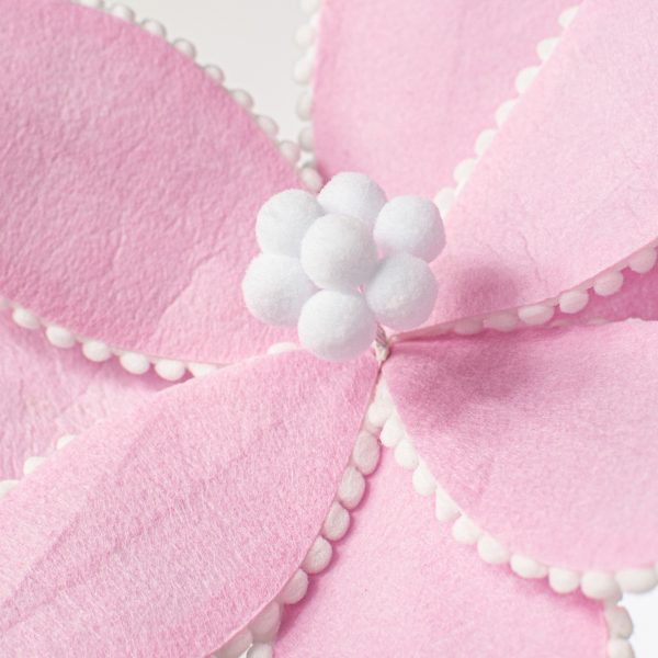 12  Felt Poinsettia Ball Fringe Stem: Pink on Sale