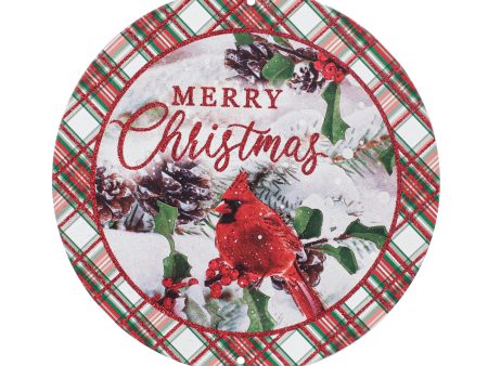 8  Metal Sign: Glitter Merry Christmas Cardinal Cheap