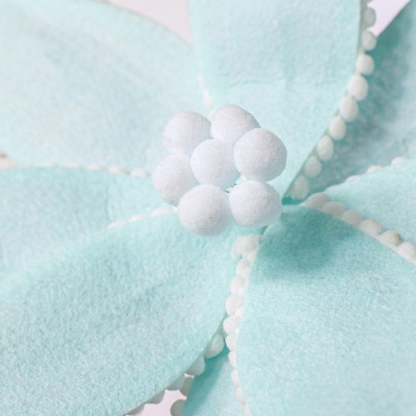 12  Felt Poinsettia Ball Fringe Stem: Light Blue on Sale