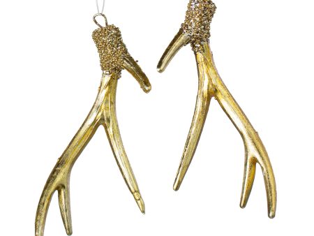 8  Metallic Gold Deer Antler Ornaments (Set of 2) Discount