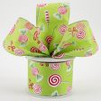 2.5  Various Christmas Candy Satin Ribbon: Lime (10 Yards) Online now