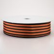 1.5  Cabana Stripes Ribbon: Black on Orange Satin (50 Yards) Cheap