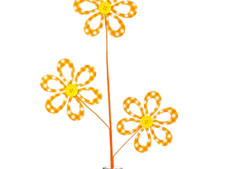 26  Fabric Hollow Gingham Flower Spray: Orange Discount