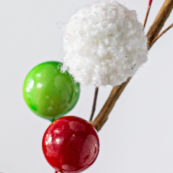 14  Shiny Fuzzy Mix Ball Pick: Red, Green, White Cheap