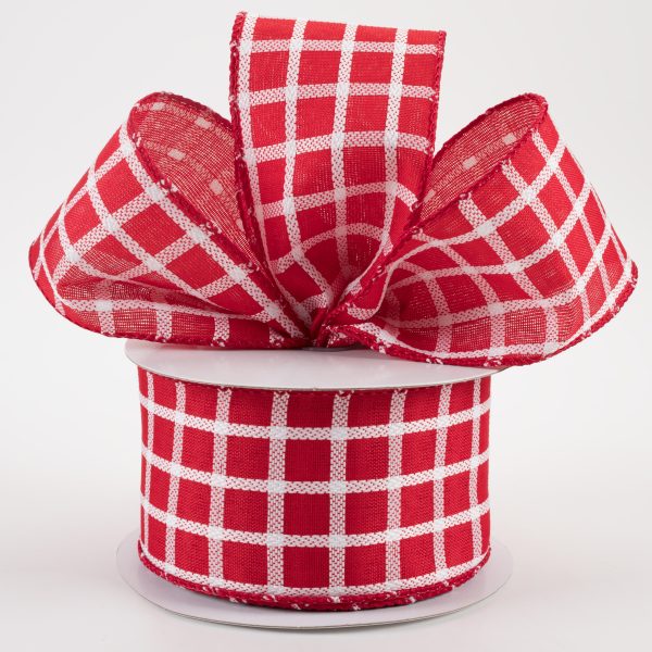 2.5  Woven Trellis Ribbon: Red & White (10 Yards) For Discount