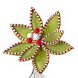 11  x 12  Velvet Peppermint Edge Poinsettia Pick: Red, White, Green For Discount