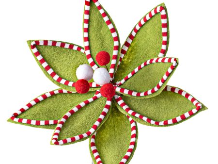 11  x 12  Velvet Peppermint Edge Poinsettia Pick: Red, White, Green For Discount