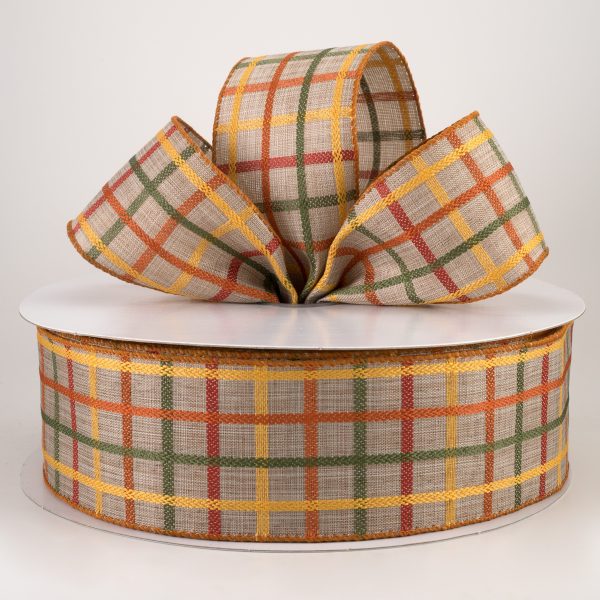 2.5  Woven Trellis Ribbon: Natural, Orange, Yellow, Moss (50 Yards) Fashion