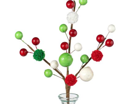 14  Shiny Fuzzy Mix Ball Pick: Red, Green, White Cheap