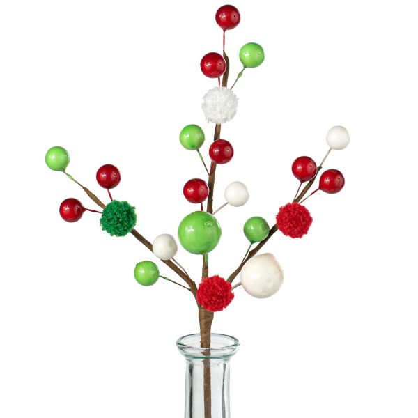 14  Shiny Fuzzy Mix Ball Pick: Red, Green, White Cheap