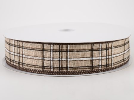 1.5  Cornelia Plaid Ribbon: Brown, Black & White (50 Yards) Discount