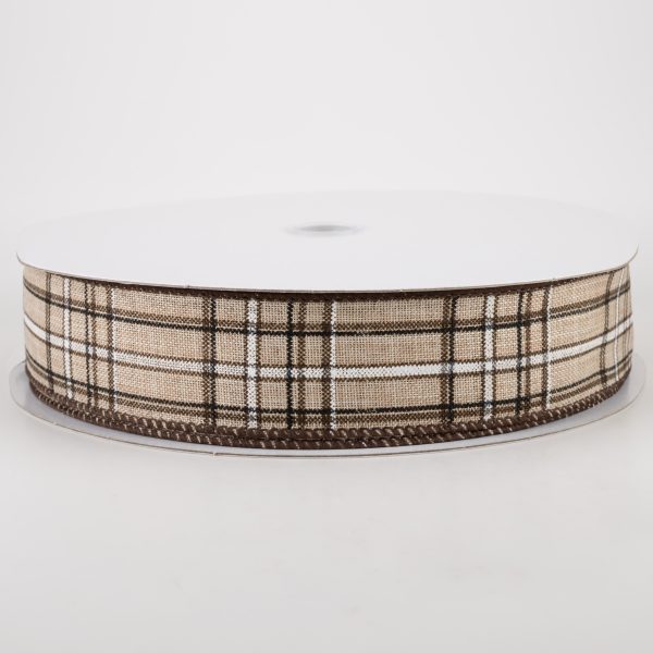 1.5  Cornelia Plaid Ribbon: Brown, Black & White (50 Yards) Discount