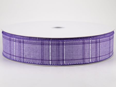 1.5  Cornelia Plaid Ribbon: Purple, Lavender & White (50 Yards) Supply