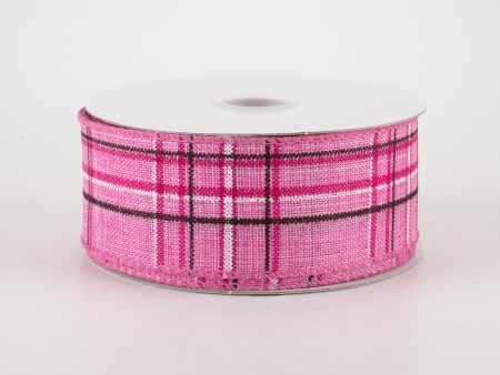 1.5  Cornelia Plaid Ribbon: Pink, Black & White (10 Yards) Discount