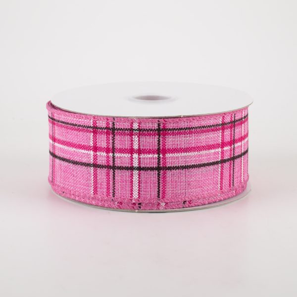 1.5  Cornelia Plaid Ribbon: Pink, Black & White (10 Yards) Discount