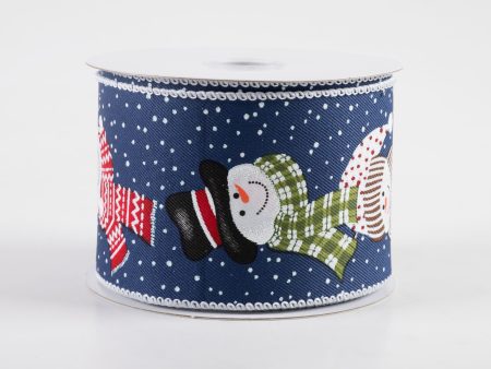 2.5  Snowmen in Scarves Ribbon: Navy (10 Yards) Supply