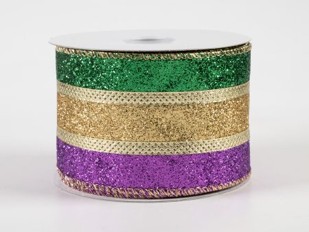 2.5  Mardi Gras Textured Stripe Ribbon (10 Yards) Hot on Sale