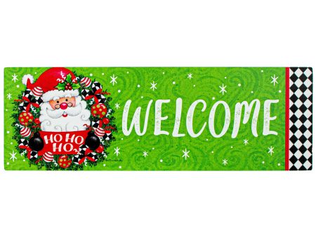 Waterproof Santa Wreath Welcome Signature Sign (5  x 15 ) Online Sale