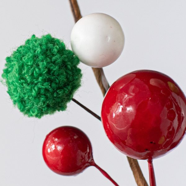 24  Shiny Fuzzy Mix Ball Pick: Red, Green, White For Cheap