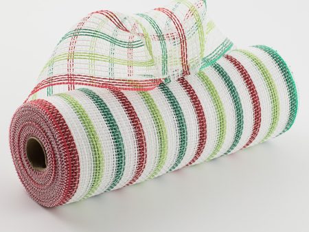 10  Faux Jute Stripe Mesh: White, Red, Emerald, Lime Cheap