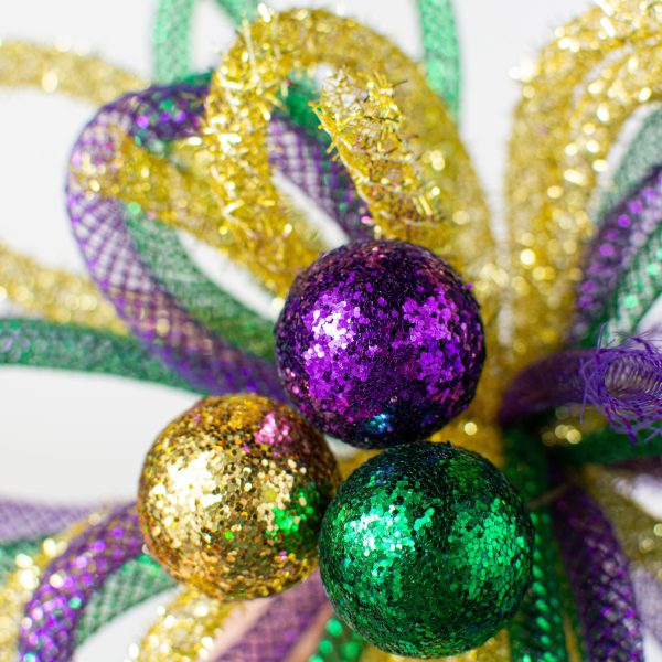 12  Foil & Tinsel Tubing Glitter Ball Pick: Purple, Green, Gold Fashion