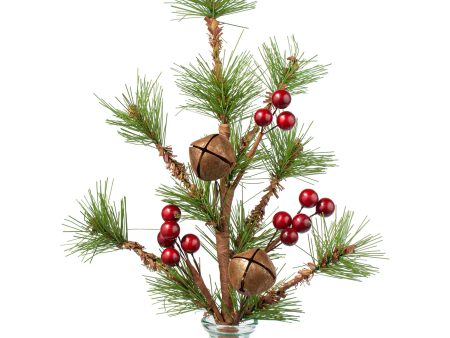 14  Brush Pine with Rusty Bells and Red Berries Pick Hot on Sale