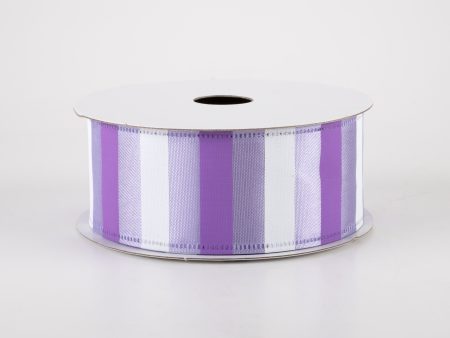 1.5  Horizontal Stripes Satin Ribbon: Purple & White on Lavender (10 Yards) Cheap