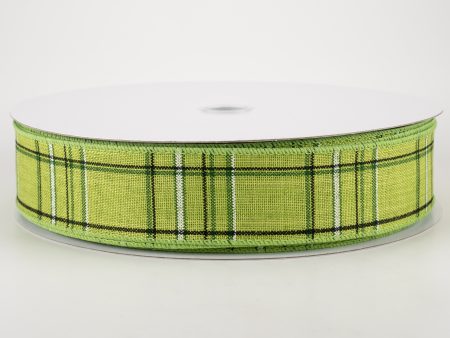 1.5  Cornelia Plaid Ribbon: Green, White & Black (50 Yards) For Discount