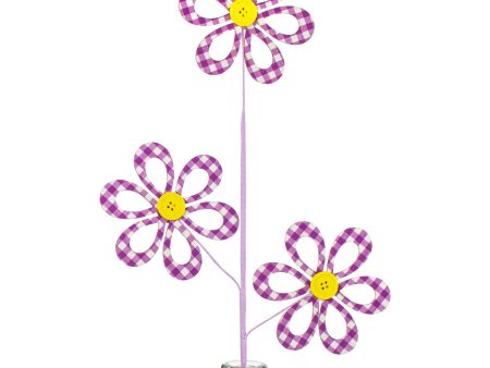 26  Fabric Hollow Gingham Flower Spray: Lavender Fashion