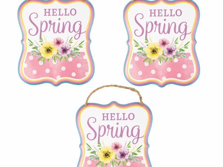 7  Embossed Hello Spring Metal Signs (3) Discount