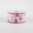 1.5  Christmas Script Icons Canvas Ribbon: Ivory & Mauve (10 Yards) Online now