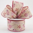 2.5  Various Christmas Candy Linen Ribbon: Natural (10 Yards) Discount