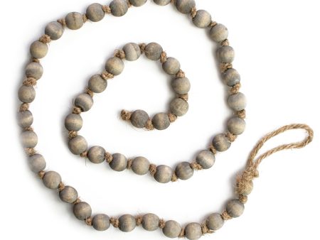 40  Small Wood Bead Garland: Grey Wash Online now