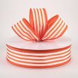 1.5  Cabana Stripes Ribbon: White on Orange Satin (50 Yards) Discount