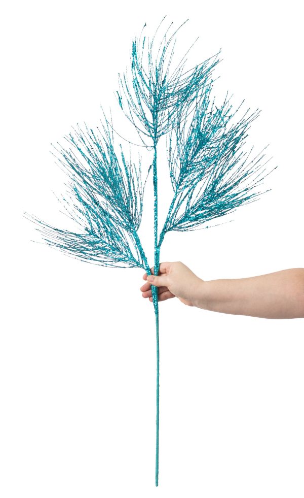 38  Glittered Pine Spray: Turquoise Hot on Sale