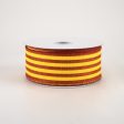 1.5  Cabana Stripes Ribbon: Dark Orange & Yellow (10 Yards) Online Hot Sale