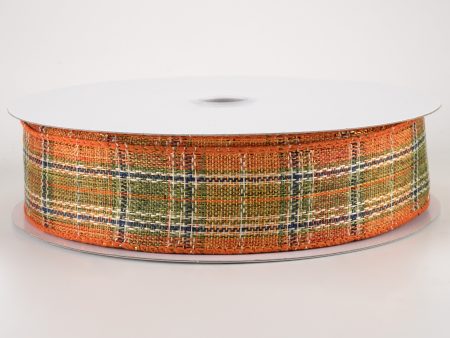 1.5  Coarse Weave Metallic Plaid Ribbon: Fall (50 Yards) on Sale