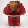 2.5  Two Sided Fall Plaid Edge Ribbon: Burgundy (10 Yards) on Sale