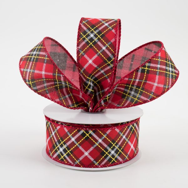 1.5  Argyle Satin Ribbon: Red, Black, Yellow, White (10 Yards) Hot on Sale