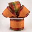 2.5  Two Sided Fall Plaid Edge Ribbon: Orange (10 Yards) Online Hot Sale