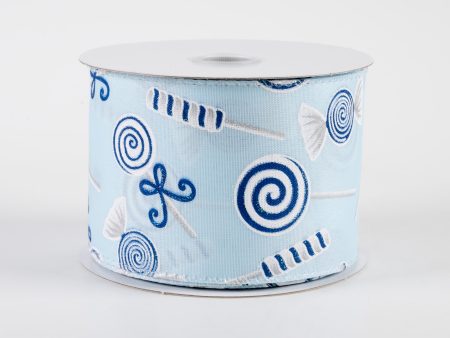 2.5  Various Christmas Candy Satin Ribbon: Light Blue (10 Yards) on Sale