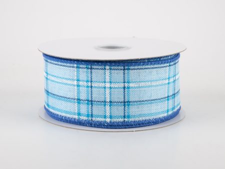 1.5  Cornelia Plaid Ribbon: Blue, Navy & White (10 Yards) Online Sale