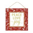 10  Square Wooden Sign: Peace, Love, Joy Glitter Discount