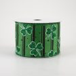 2.5  Shamrocks & Stripes Ribbon: Green & Black (10 Yards) Hot on Sale