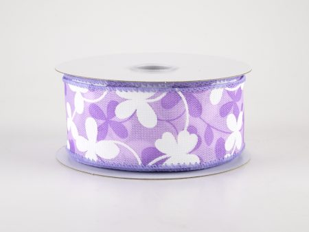 1.5  Linen Clover Flowers Ribbon: Lavender (10 Yards) on Sale