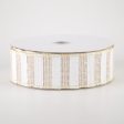 1.5  Cream Burlap White Stripes Ribbon (10 Yards) Online