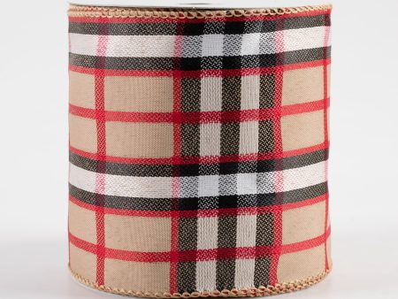 4  Luxe Plaid Ribbon: Brown, Black, Red, White (10 Yards) Online Hot Sale