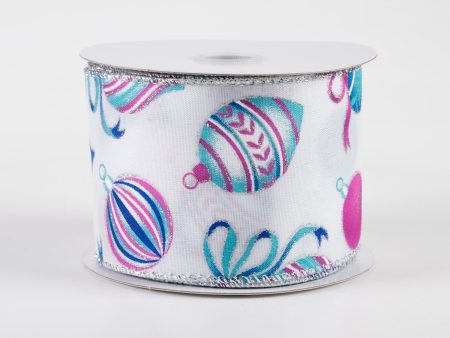 2.5  Teal & Fuchsia Ornaments on White Satin Ribbon (10 yards) Supply