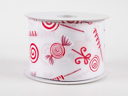 2.5  Various Christmas Candy Satin Ribbon: White (10 Yards) Online Sale