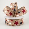 1.5  Burlap Patriotic Stars Ribbon: Natural (10 Yards) For Cheap